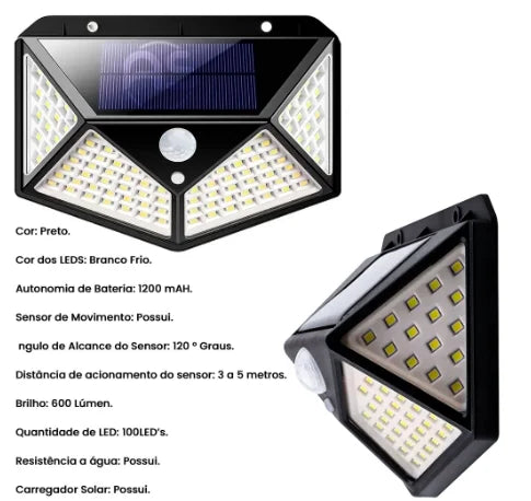 Luminária Solar de Parede 100 LEDs